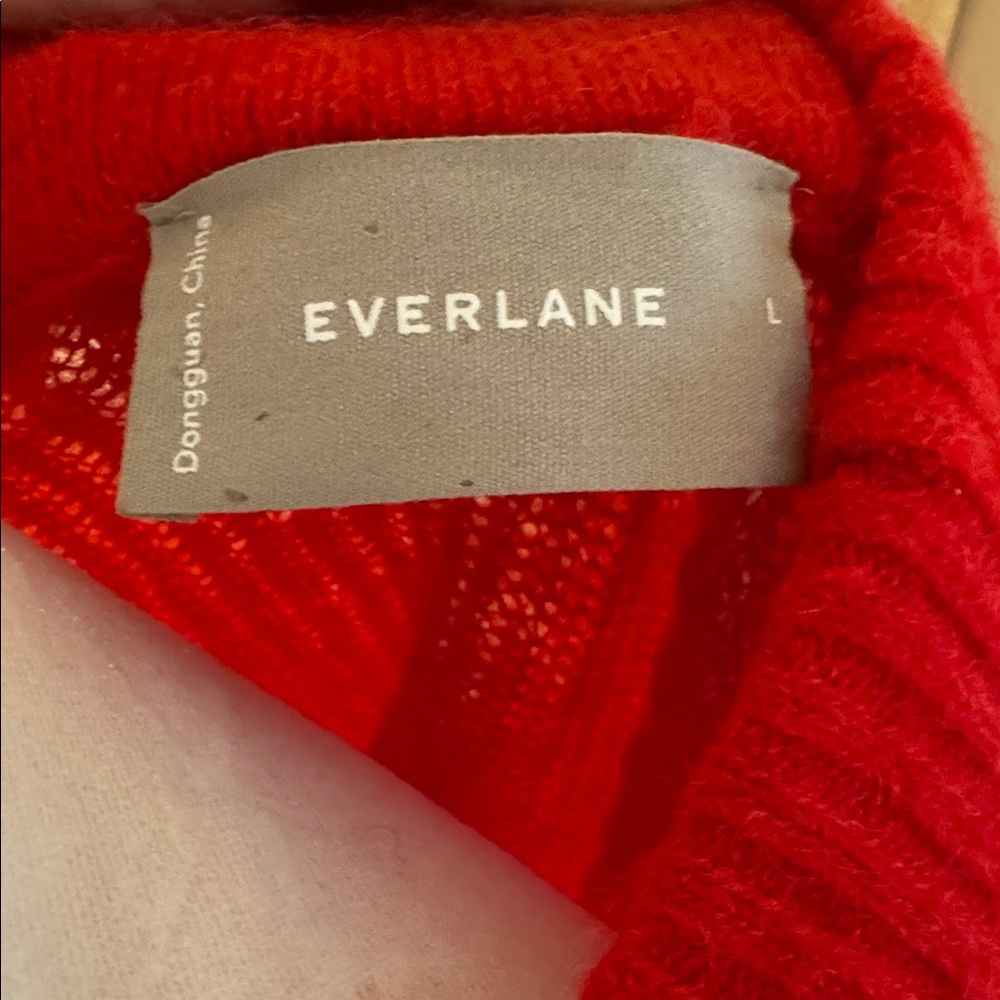 Everlane Red Ribbed Cowl-Neck Sweater - Picture 3 of 3